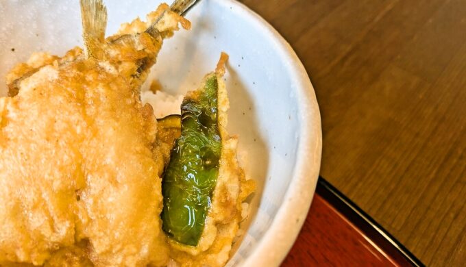 きしめん（ころ）+きすとメゴチと穴子の天丼