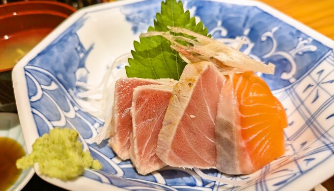 本日の刺身&鶏天定食